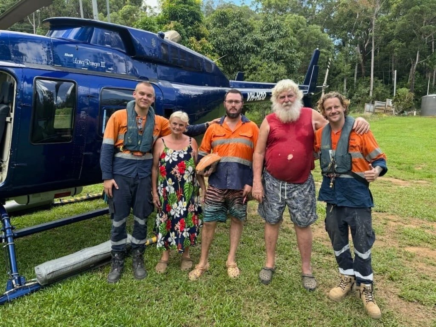 Disaster recovery crew with a helicopter in Far North Queensland